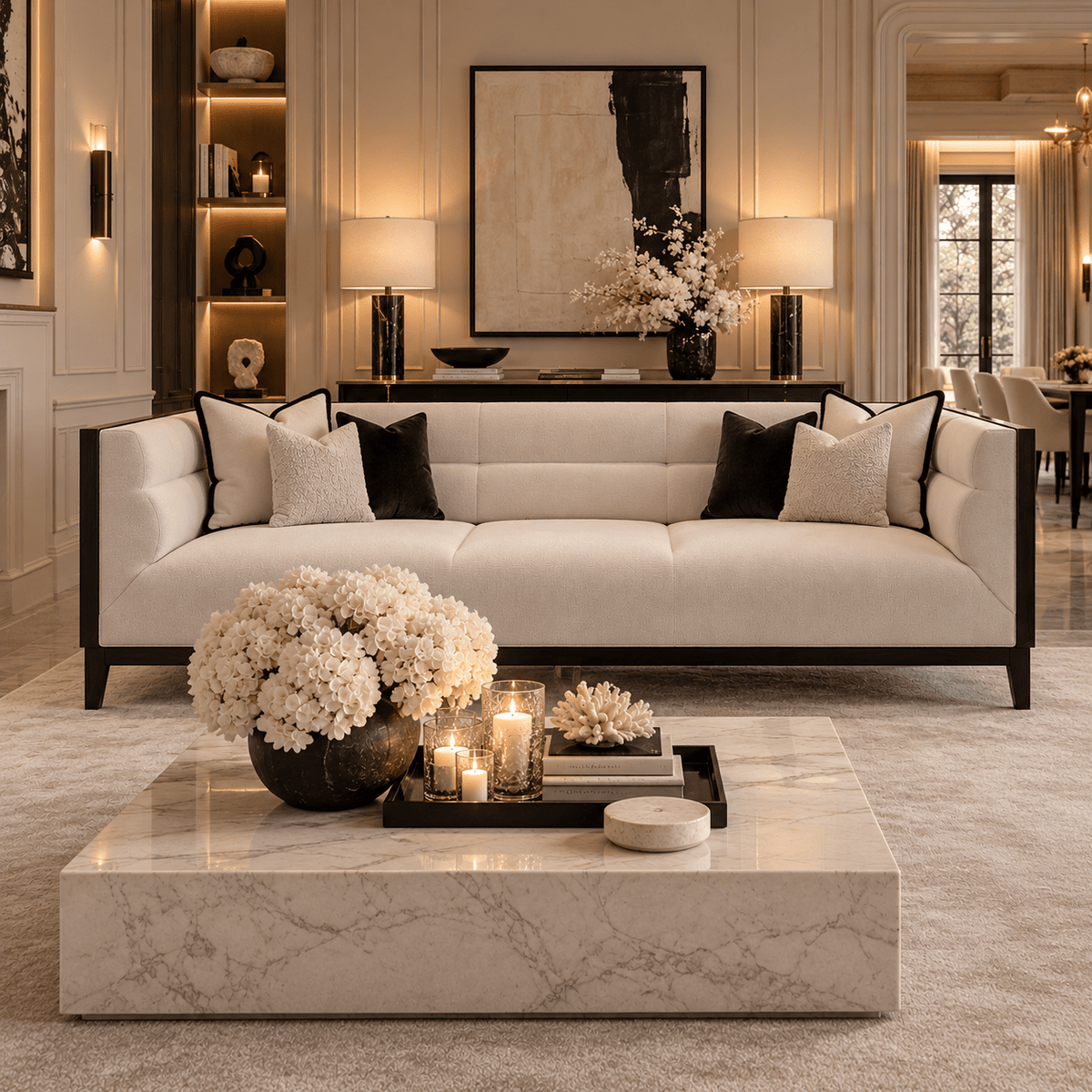 Carina Cream Velvet Sofa Range with Black Plinth Sofa