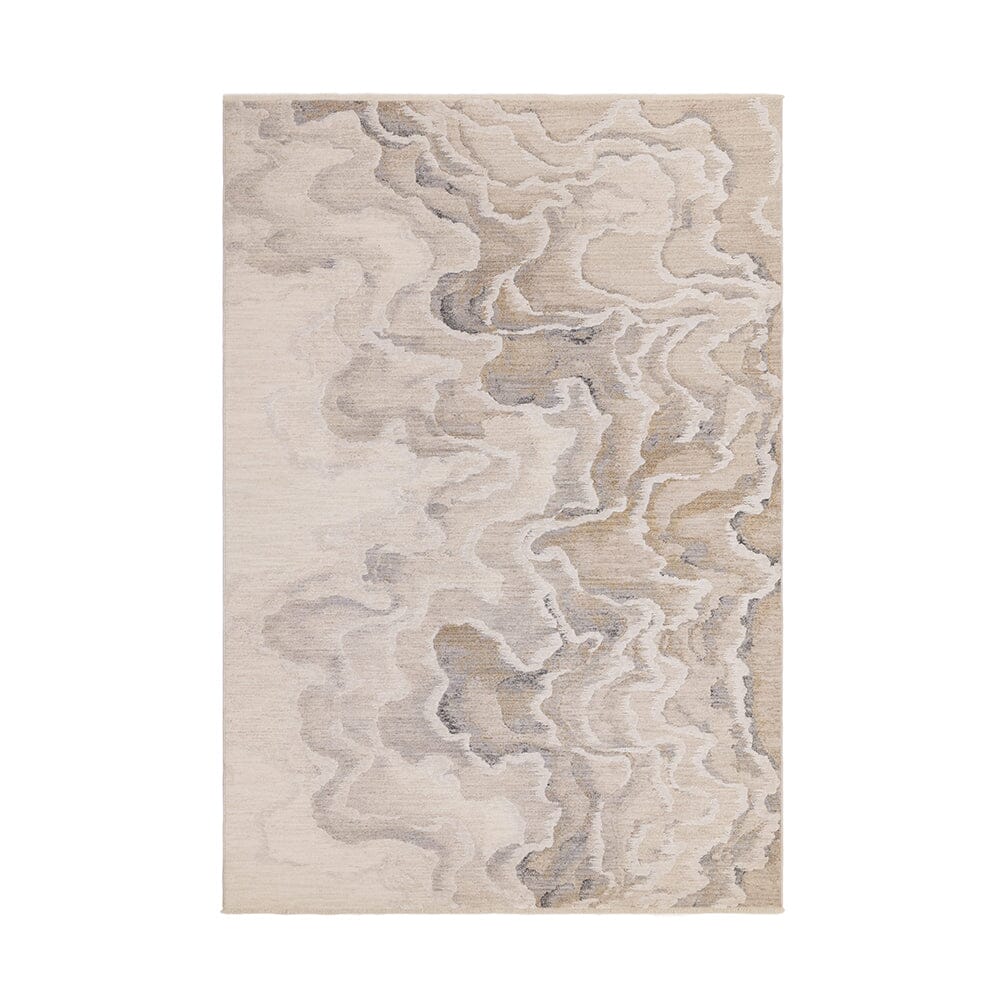 Casablanca Neutral Luxury Metallic Marble Effect Rug