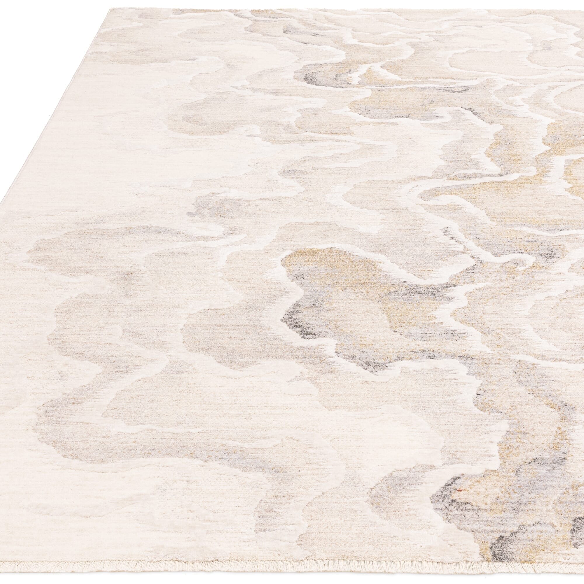 Casablanca Neutral Luxury Metallic Marble Effect Rug