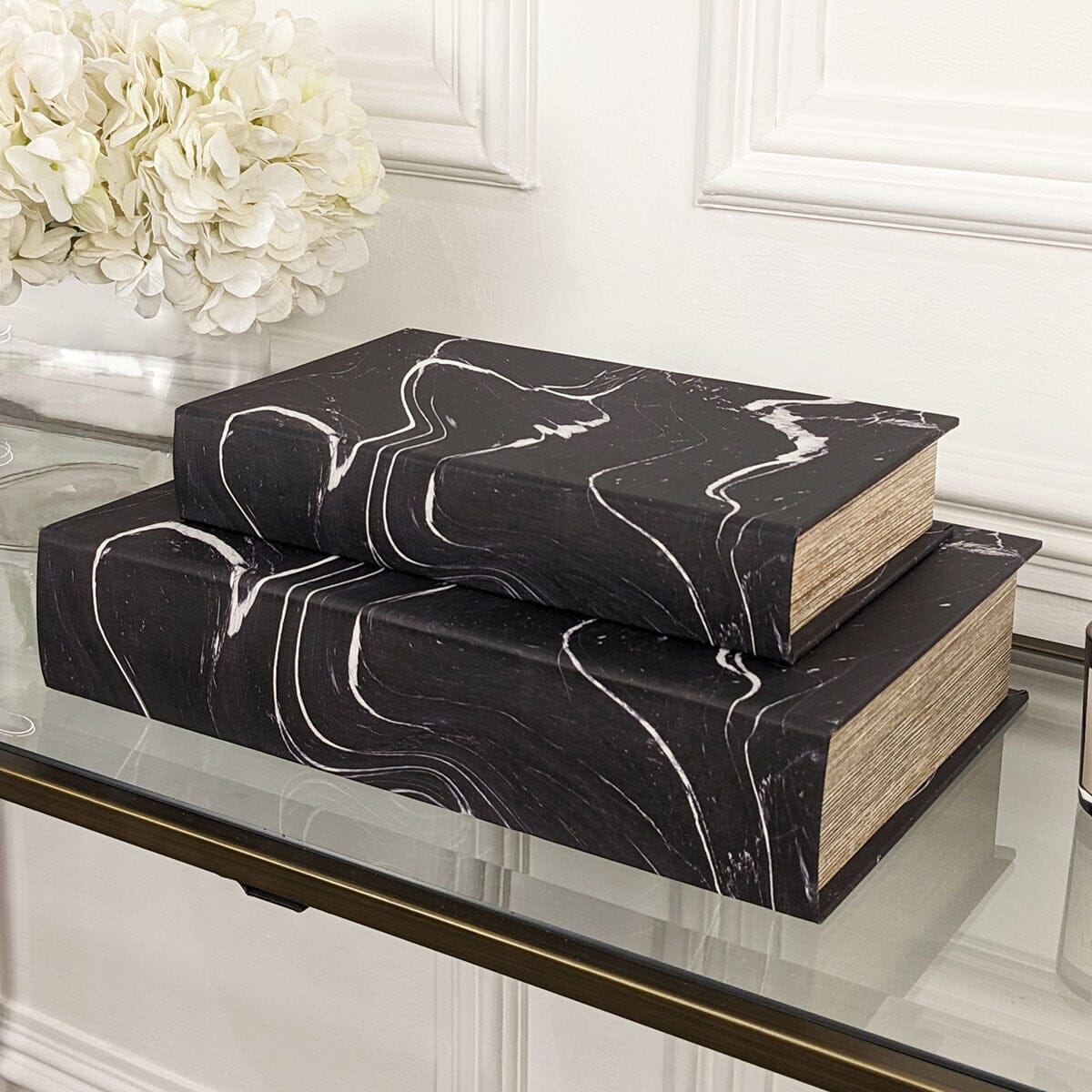 Casima Black & White Decorative Book Boxes - Set of 2 Accessories