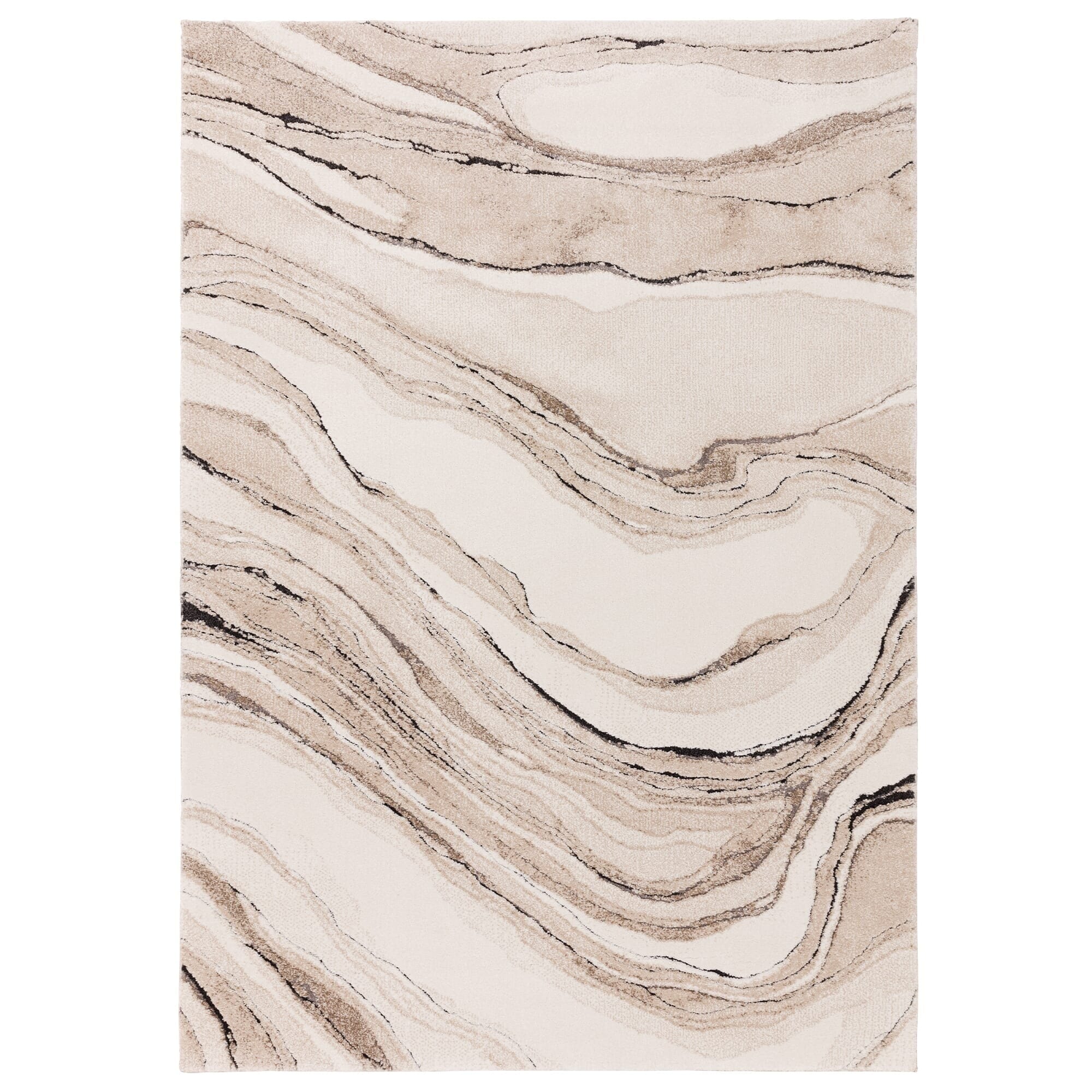 Casoria Cream & Beige Marble Effect Rug