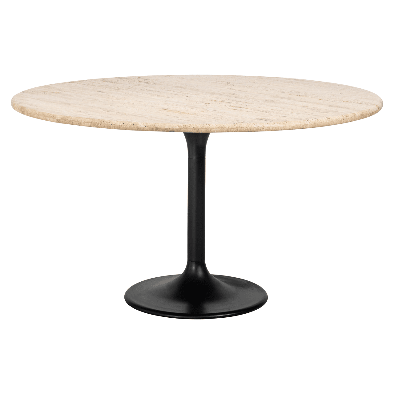 Cassiane Travertine Top Dining Table with Black Base Furniture