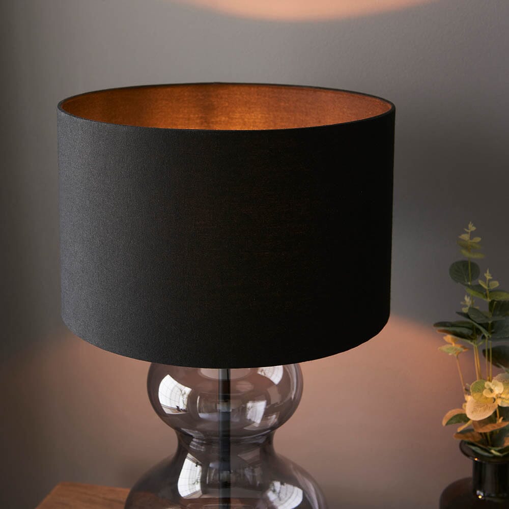Cassie Tinted Glass Table Lamp with Black Shade Lighting