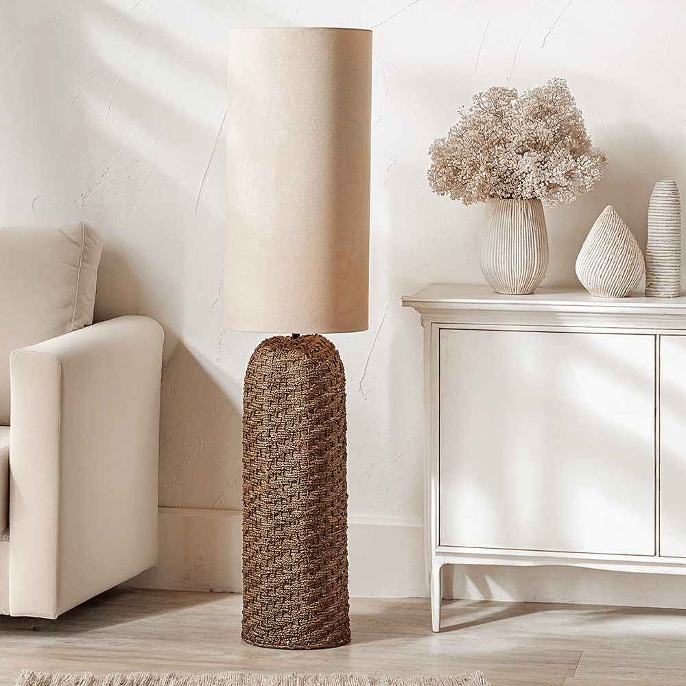 Caswell Woven Seagrass Slim Floor Lamp Lighting