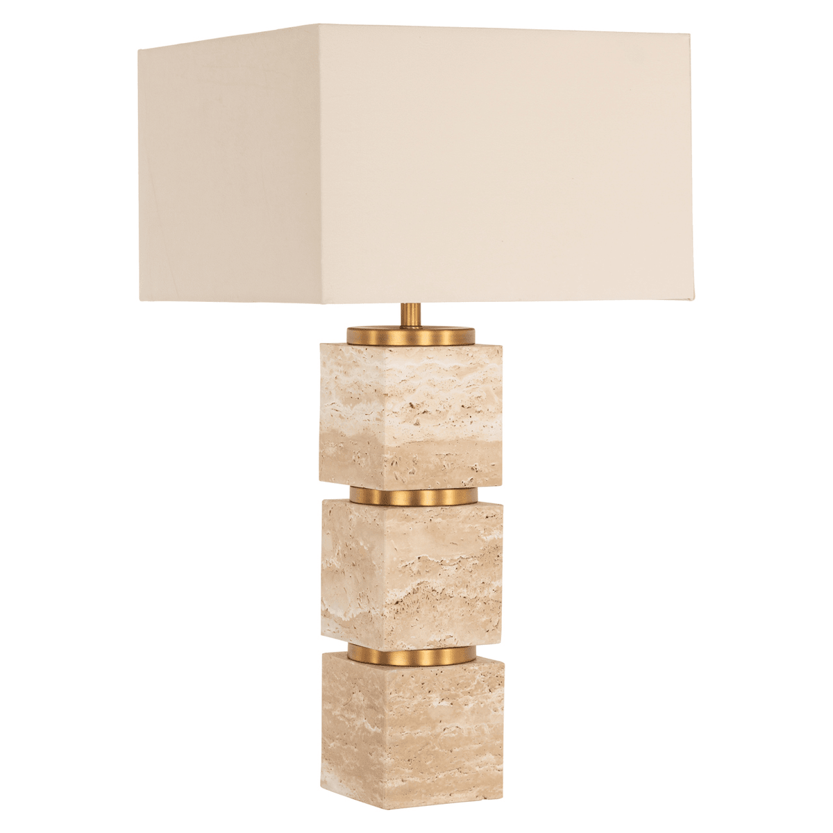 Catia Large Travertine & Gold Table Lamp Lighting