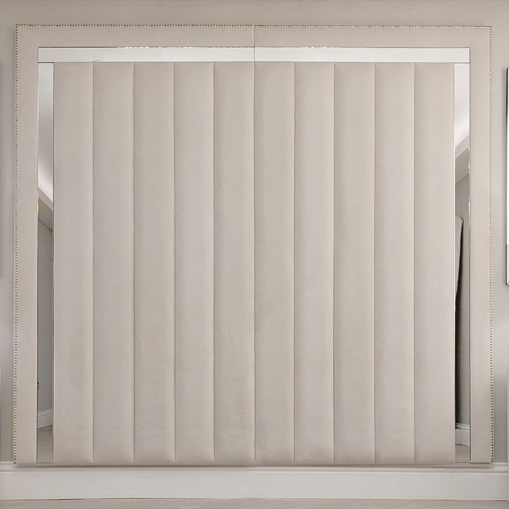 Chelsea Cream Mirrored Studded Premium Channelled Headboard Beds and Headboards
