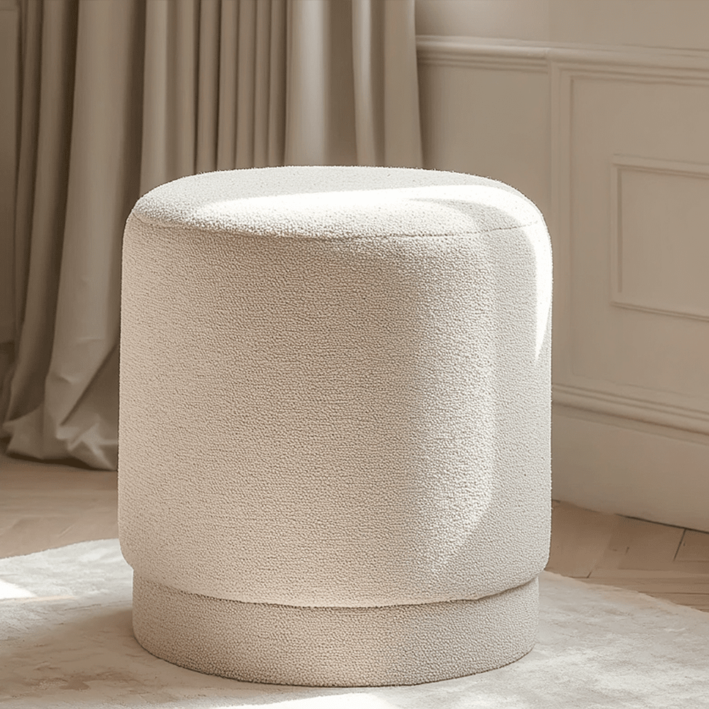 Chiara Taupe Boucle Round Stool Furniture