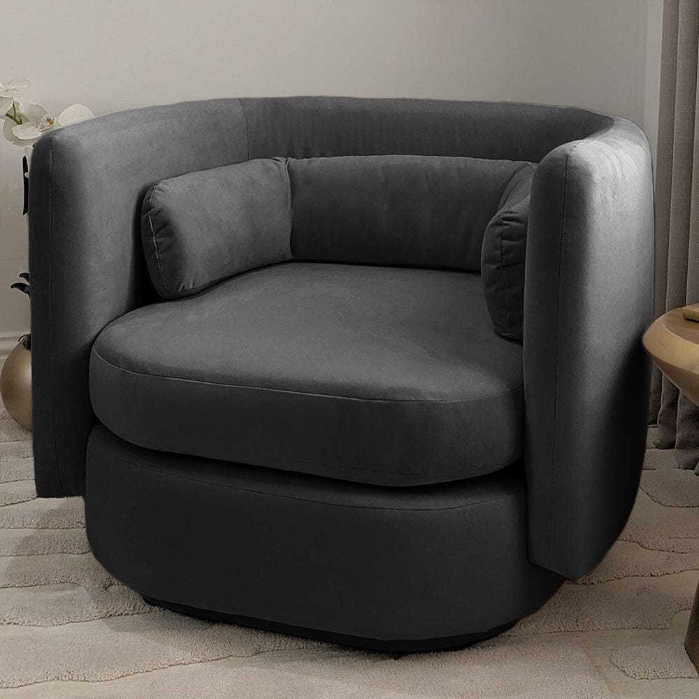 Chicago Shadow Grey Velvet Curved Back Accent Chair Furniture