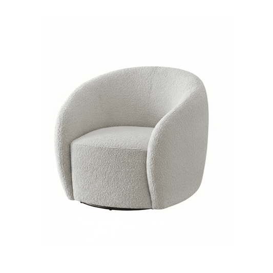 Chloe Curved Cream Teddy Boucle Swivel Chair Furniture