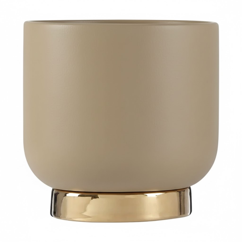 Cinzia Ceramic Taupe & Gold Planter Accessories
