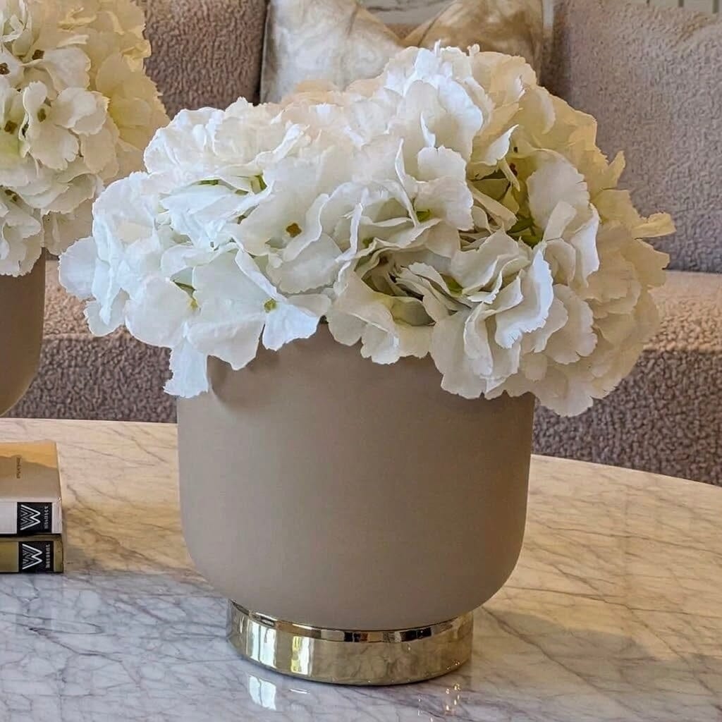 Cinzia Ceramic Taupe & Gold Planter Accessories