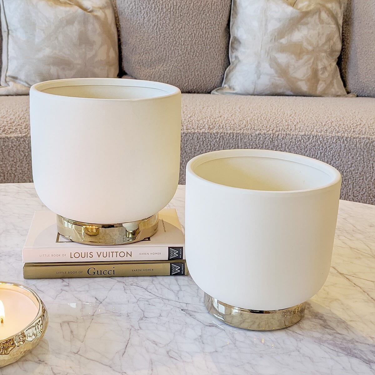 Cinzia Ceramic White & Gold Planter Accessories