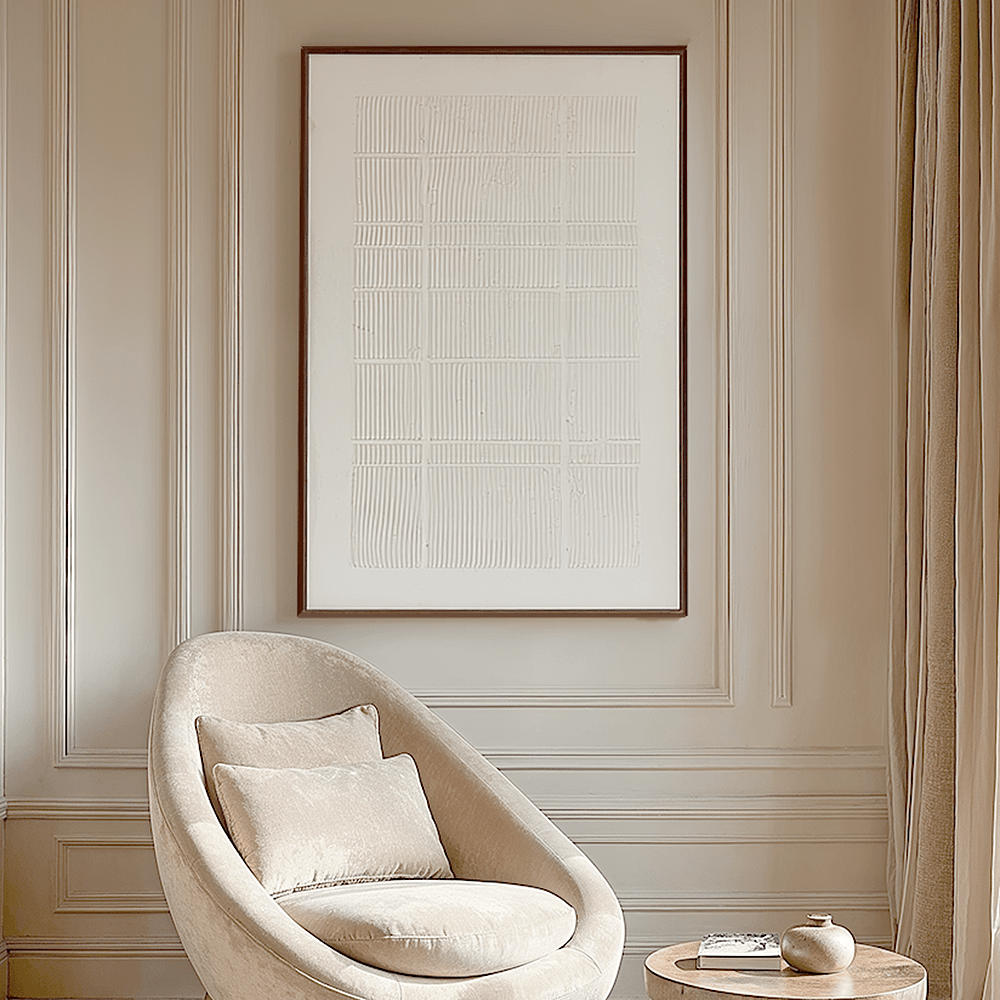 Clarendon White Textured Wooden Framed Canvas Wall Art Accessories