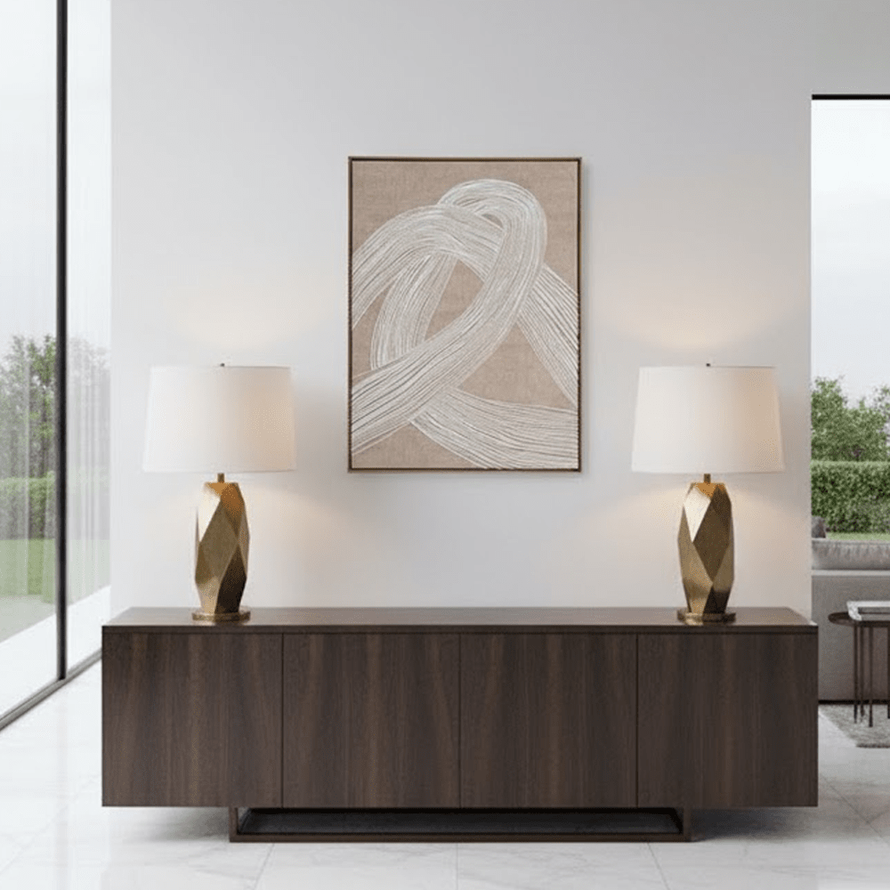 Clay Neutral Abstract Line Art Framed Canvas Wall Art- II Accessories