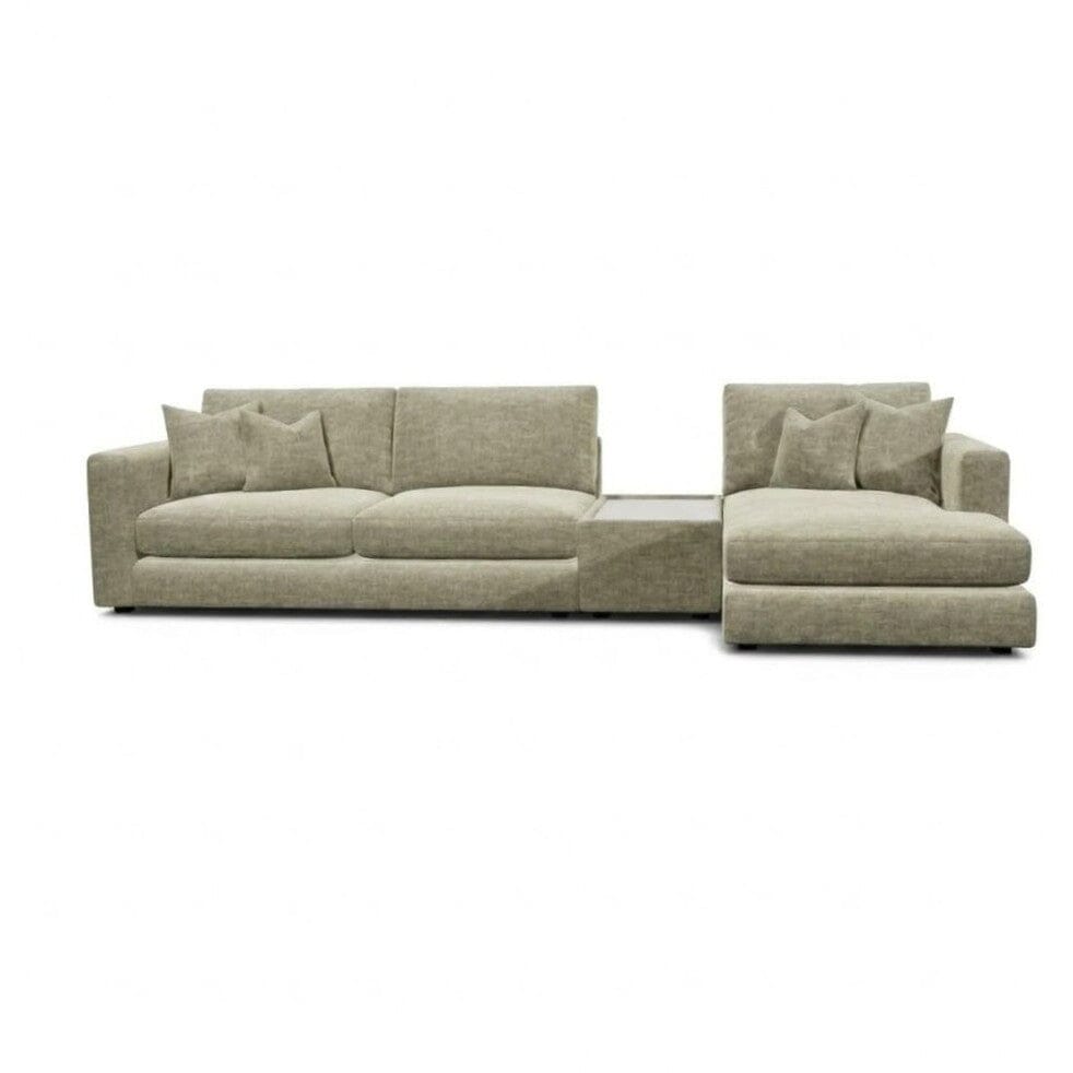 Cleo Luxe Chenille Oyster Sofa Range Sofa Large Chaise End Right Hand Facing, with Coffee Console