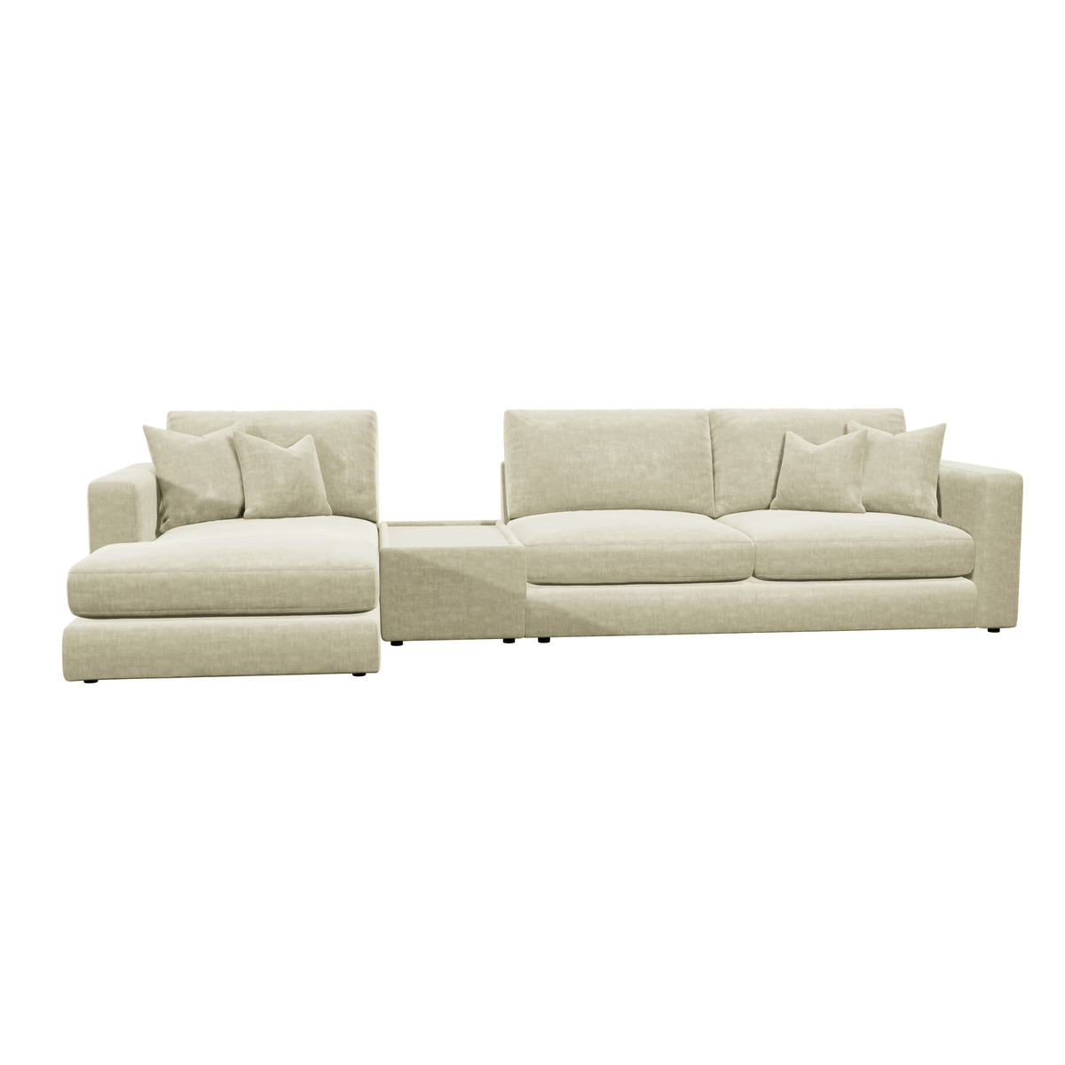 Cleo Luxe Chenille Pearl Sofa Range Sofa Large Chaise End Left Hand Facing, with Coffee Console