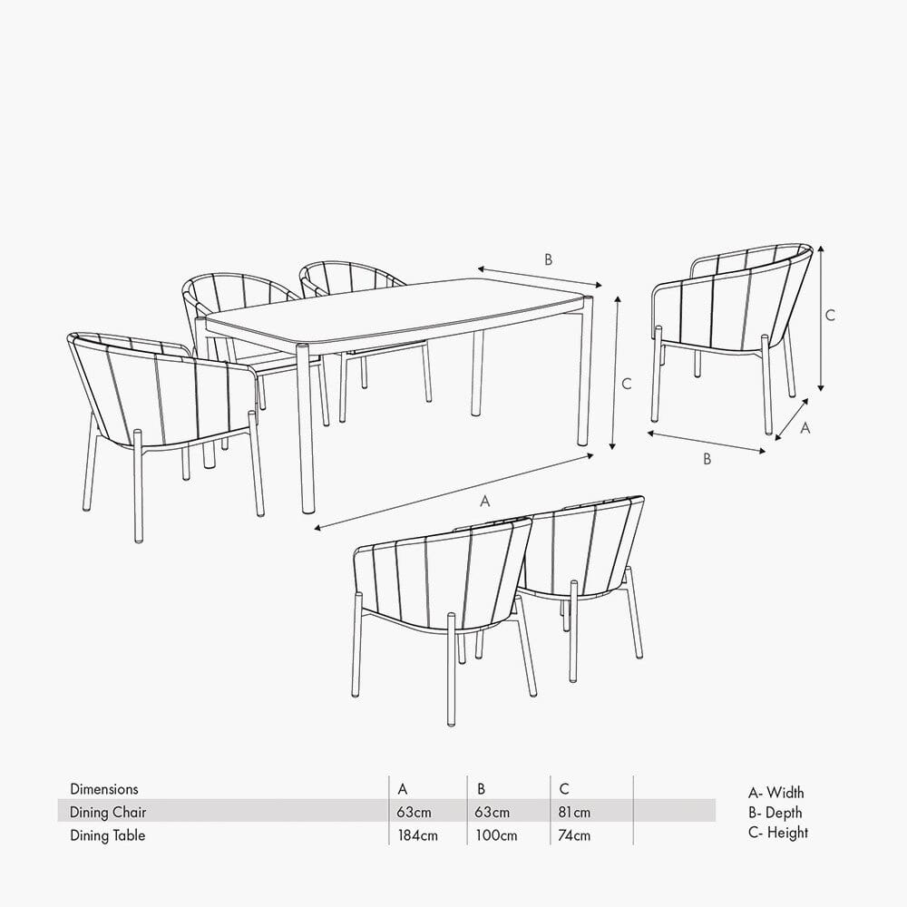 Coppola Putty Outdoor 6 Seater Dining Set Outdoor