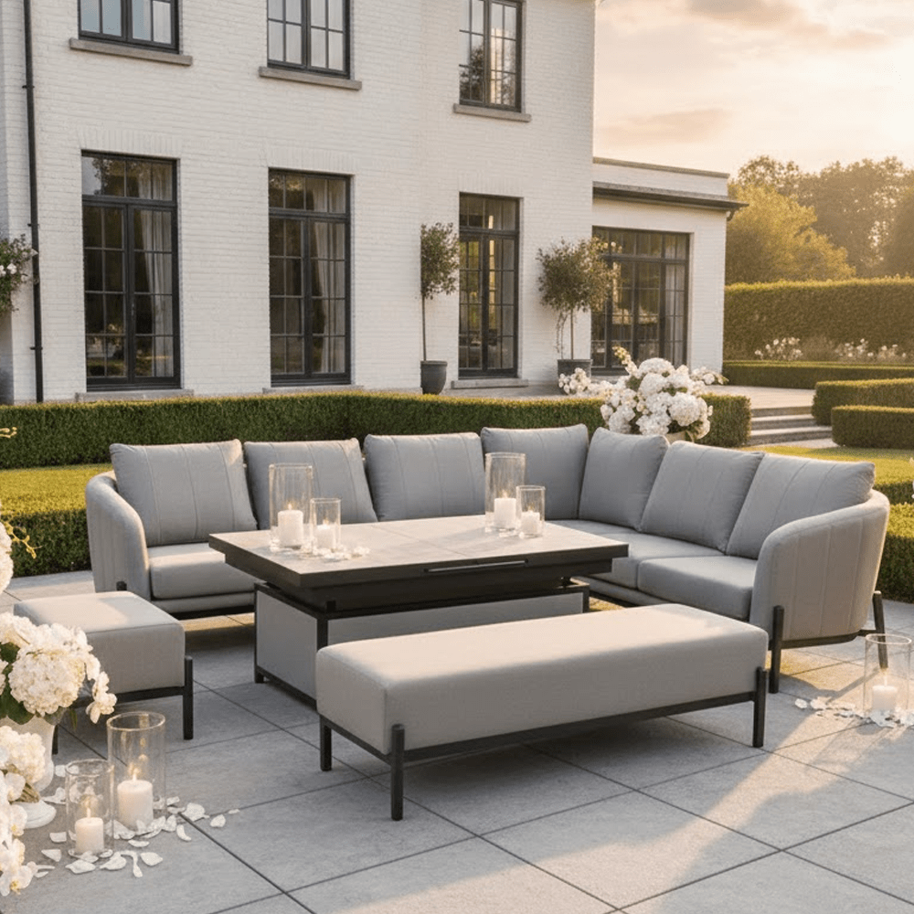 Coppola Putty Outdoor Large Corner Sofa Set with Adjustable Table Outdoor