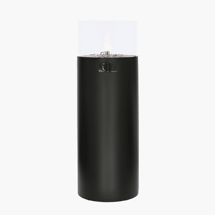 Corfu Black Outdoor Round Gas Pillar Lantern Furniture