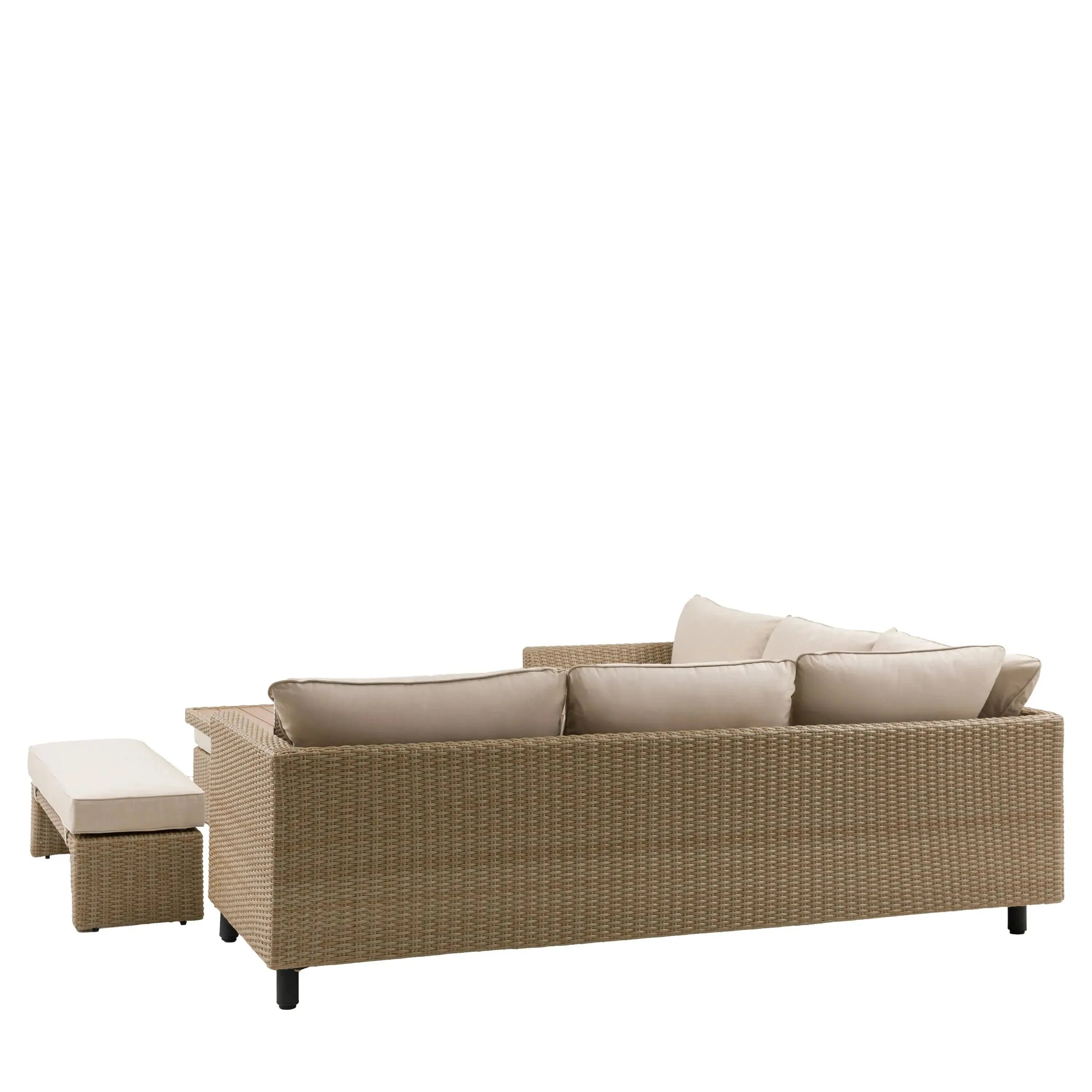 Cove Outdoor Large Wicker & Cream Corner Lounge Set Outdoor