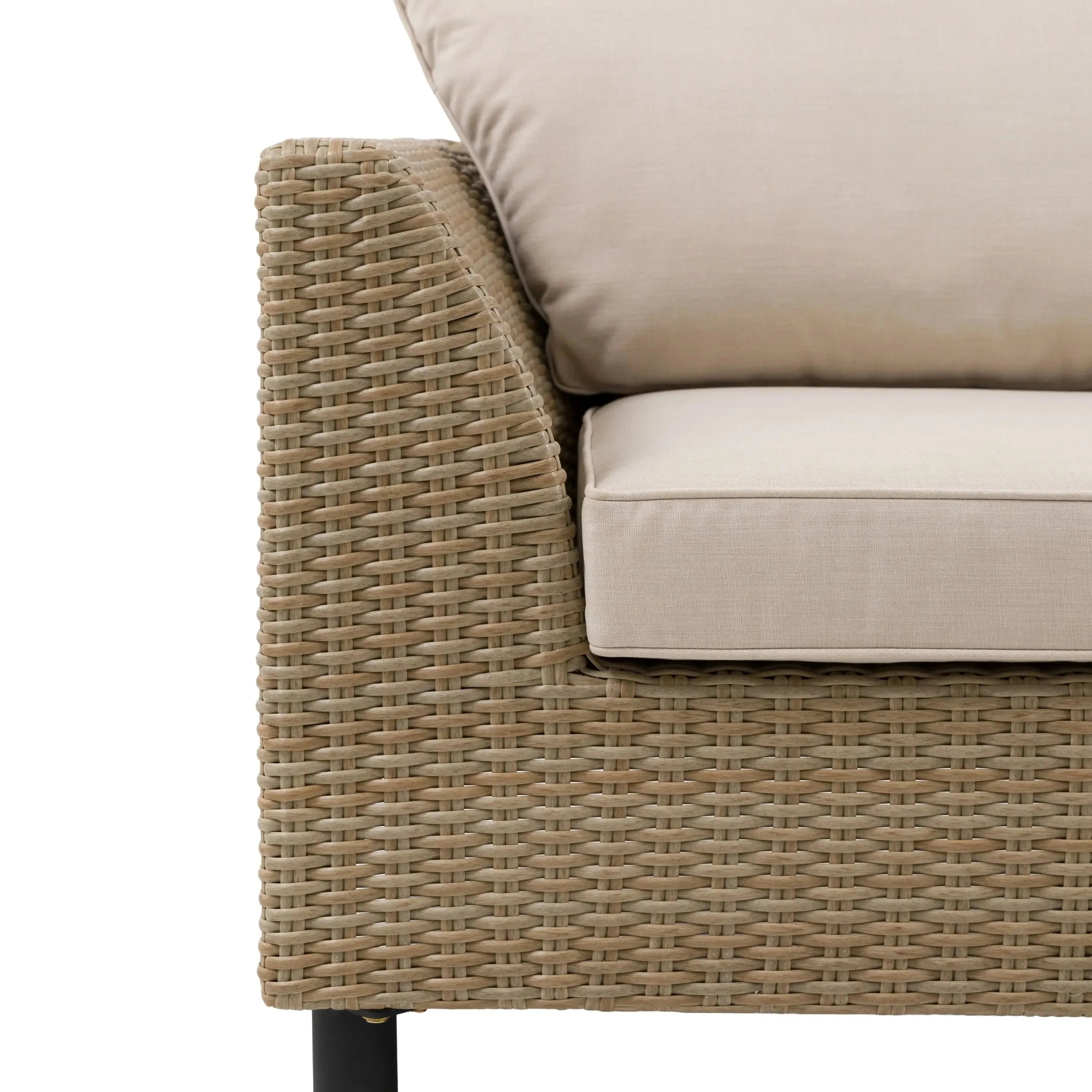 Cove Outdoor Large Wicker & Cream Corner Lounge Set Outdoor