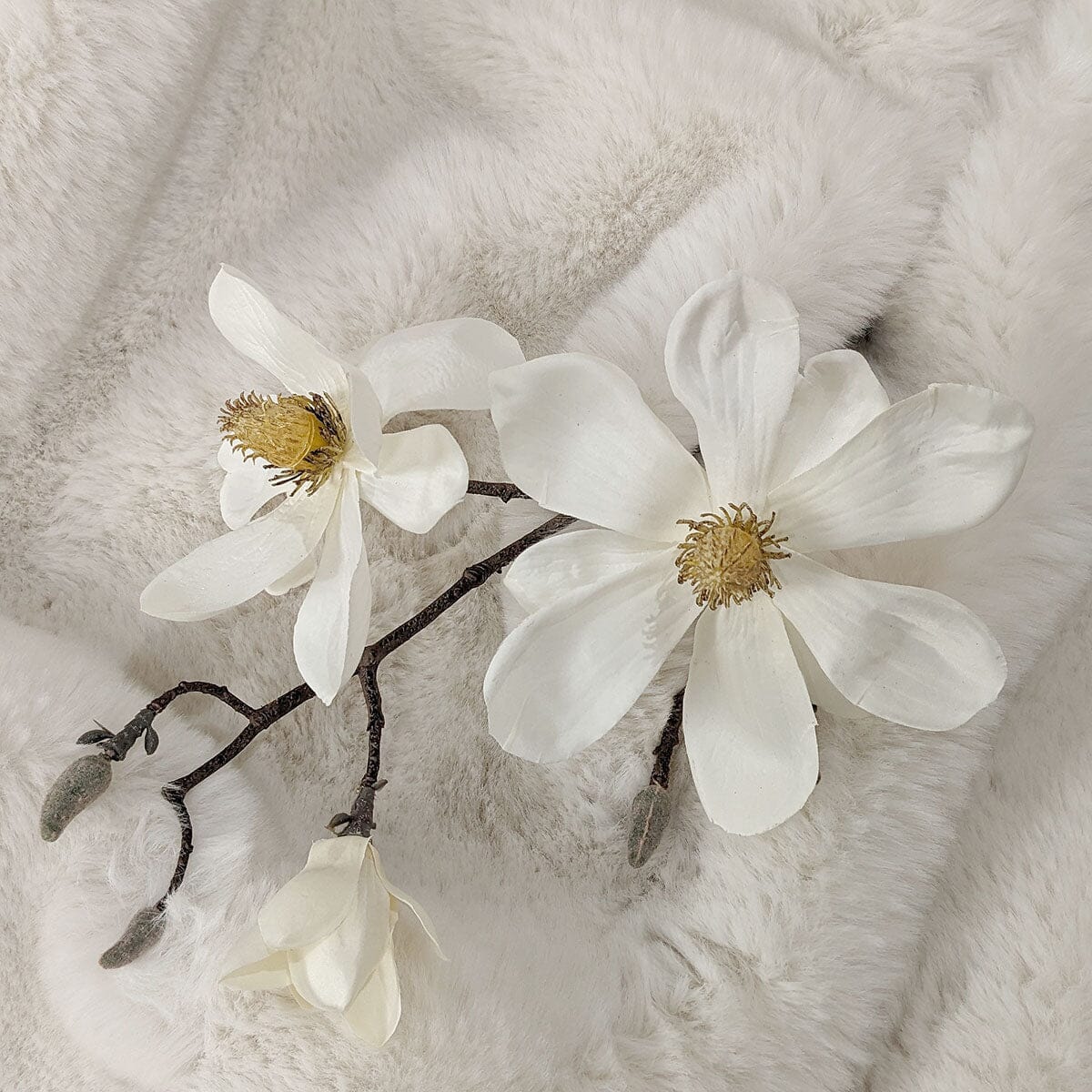 Cream Faux Magnolia Branch Single Stem Floral Accessories