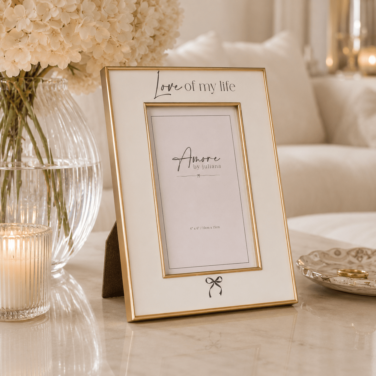 Cream & Gold 'Love of My Life' Photo Frame- 4x6" Accessories