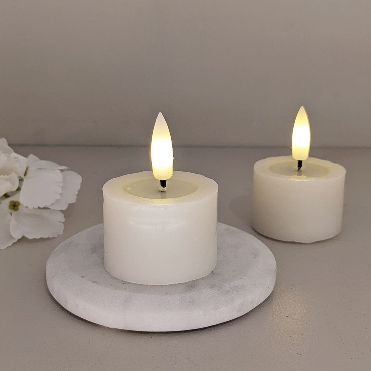Cream Realistic LED Tealights - Set of 2 Fragrance