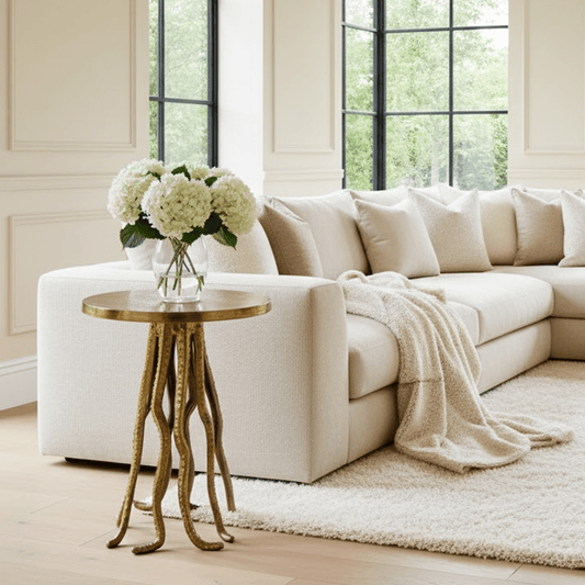 Cristella Brushed Gold Statement Side Table Furniture