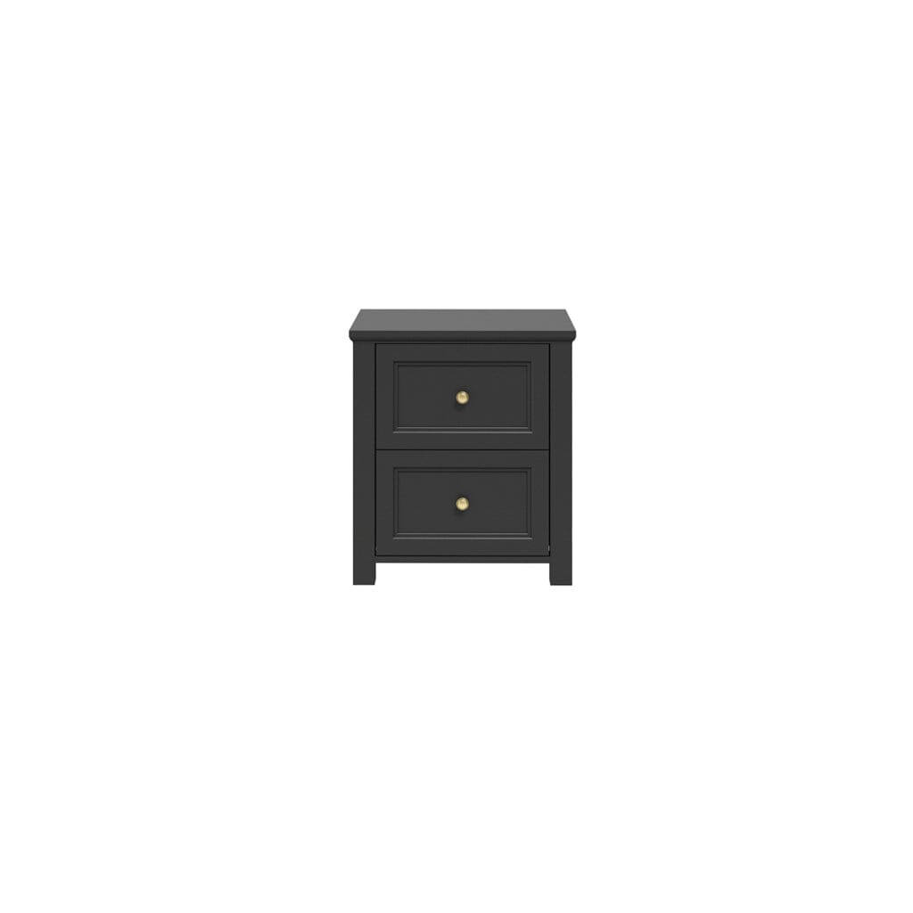 Cynthia Black 2 Drawer Bedside Table with Gold Handles Furniture