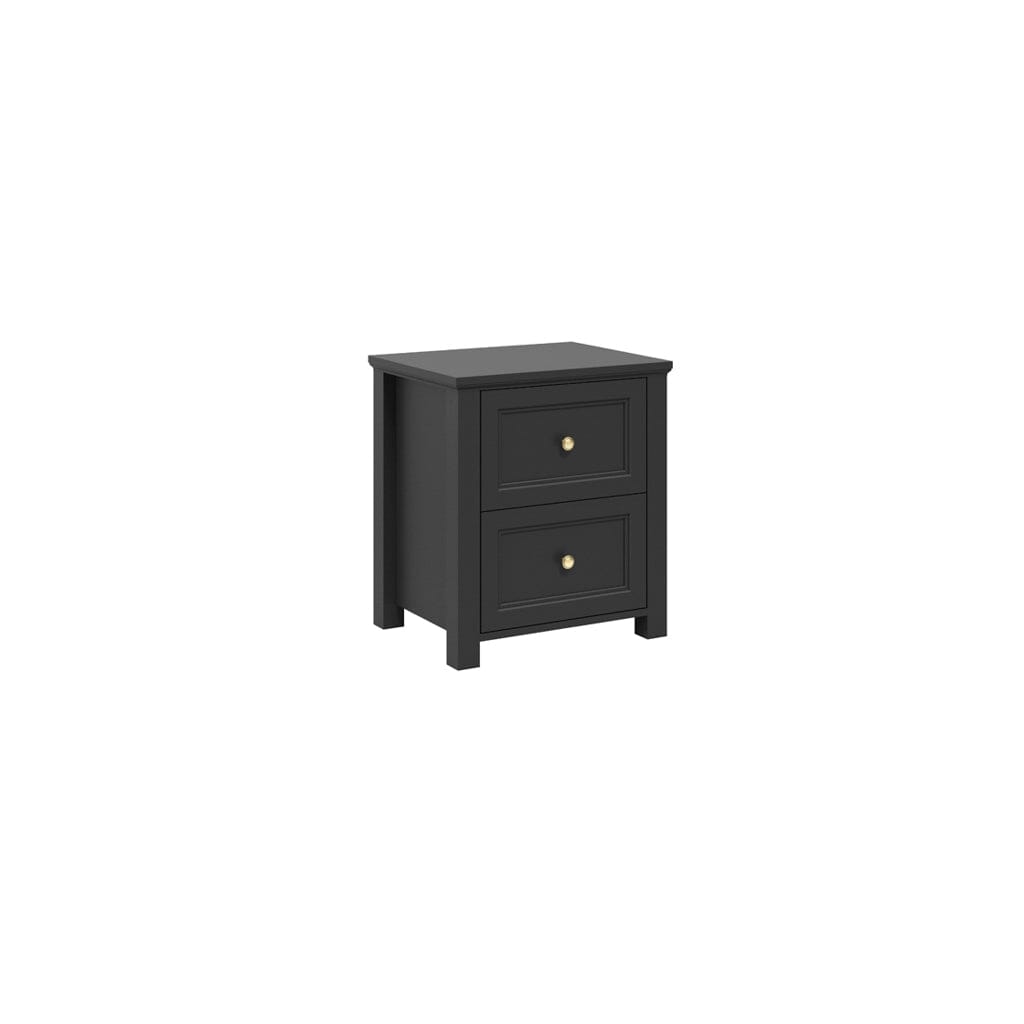 Cynthia Black 2 Drawer Bedside Table with Gold Handles Furniture