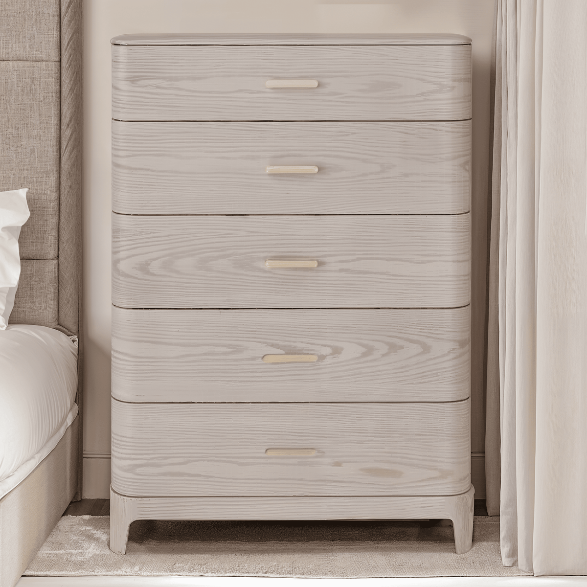 Dahlia Lightwash Wood 5 Drawer Chest Furniture