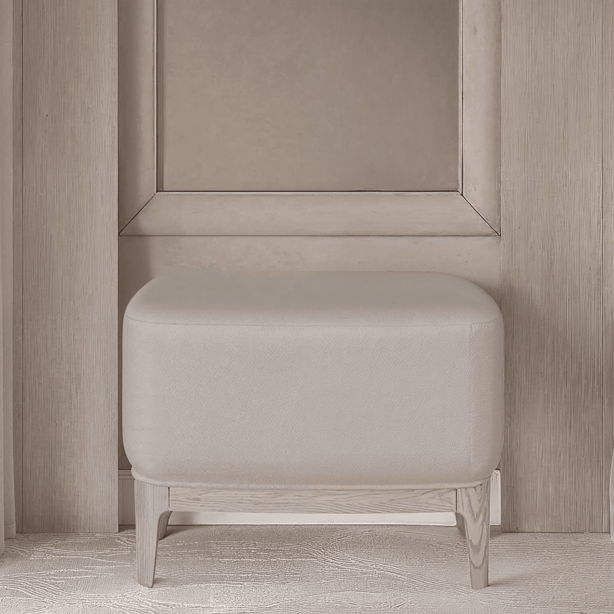 Dahlia Mushroom Fabric Stool with Lightwash Wood Legs Furniture