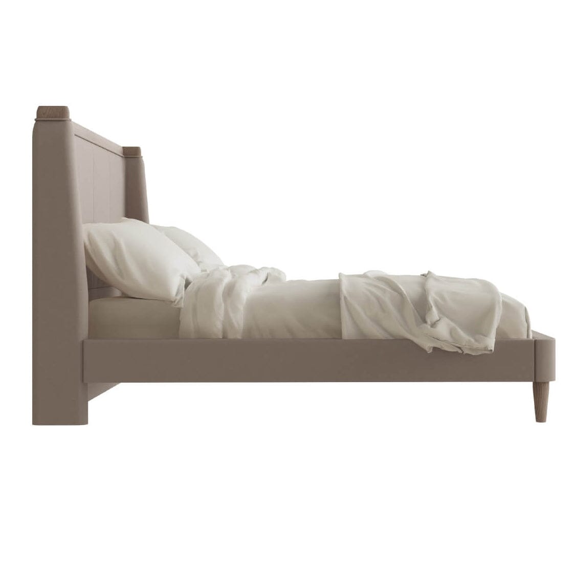 Dahlia Mushroom & Lightwash Wood Veneer Bed Beds and Headboards