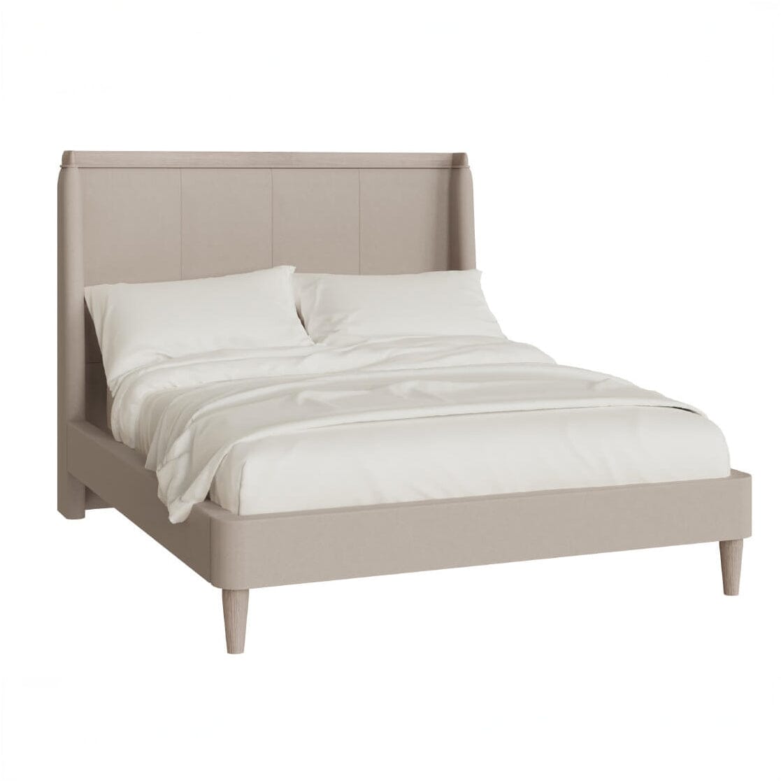 Dahlia Mushroom & Lightwash Wood Veneer Bed Beds and Headboards