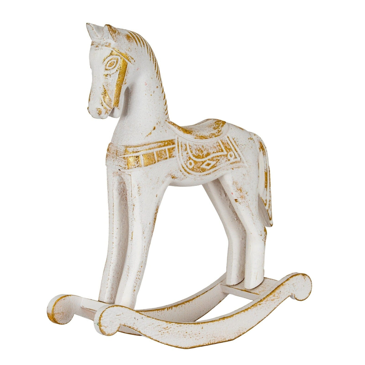 Decorative Cream & Gold Rocking Horse Ornament Accessories