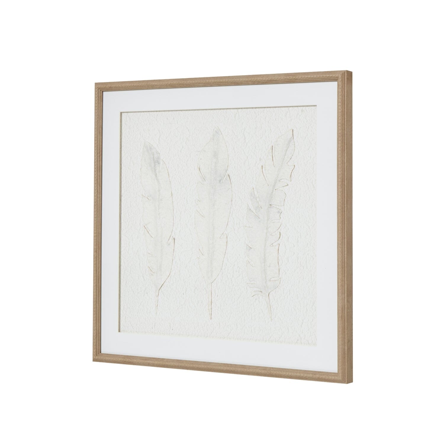 Delilah Square White Feathers Textured Framed Wall Art Accessories