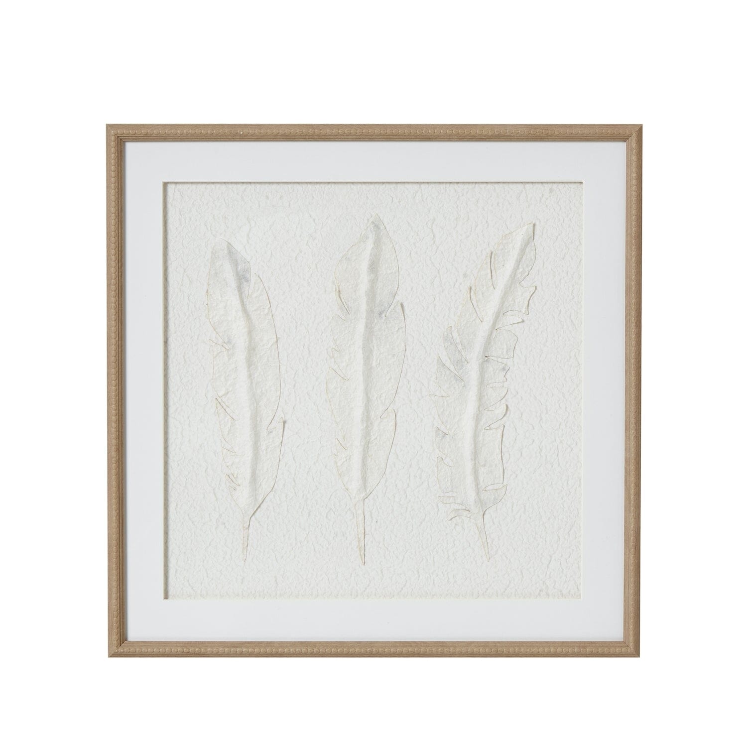 Delilah Square White Feathers Textured Framed Wall Art Accessories