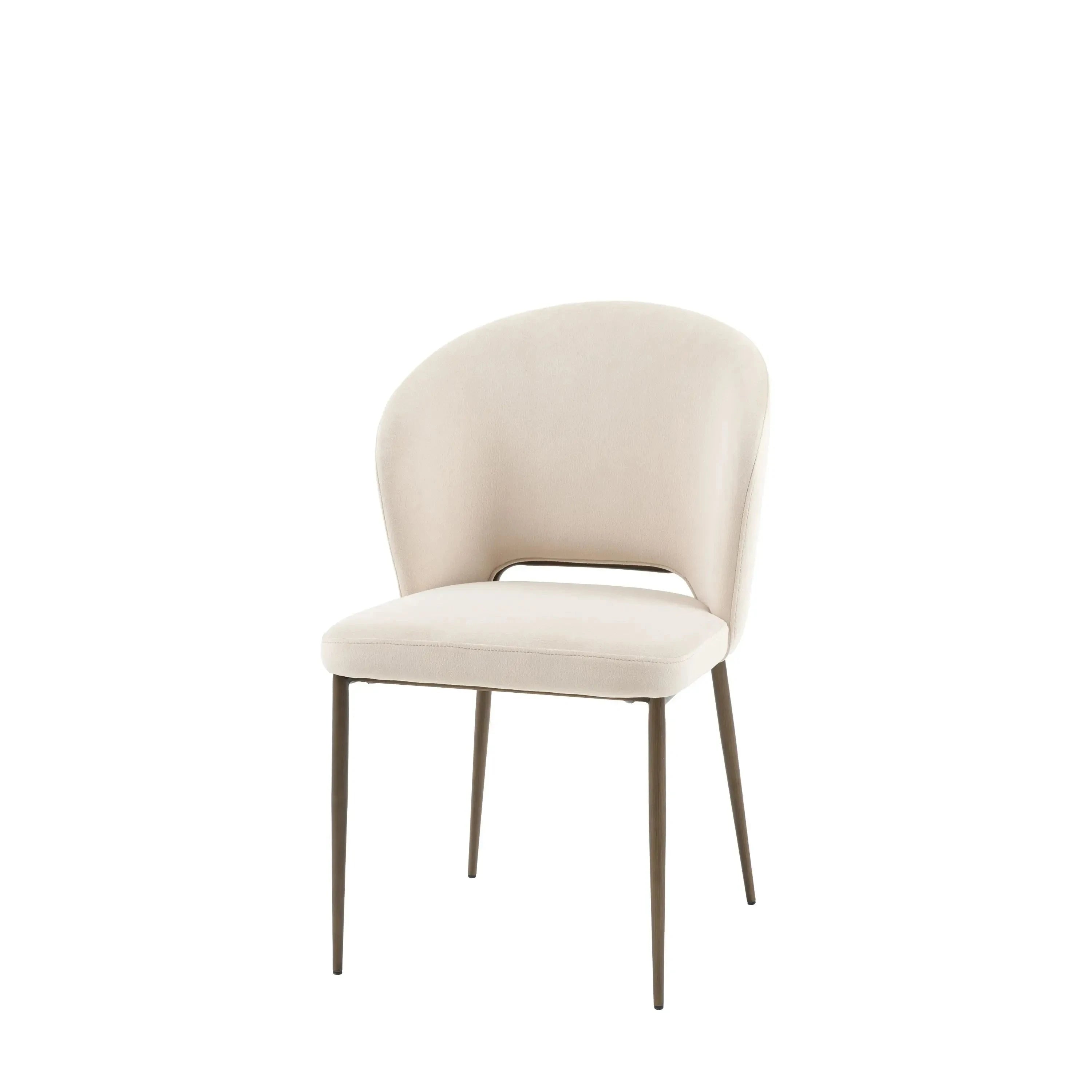 Donna Cream Velvet Dining Chair with Bronze Metal Legs- Set of 2 Furniture