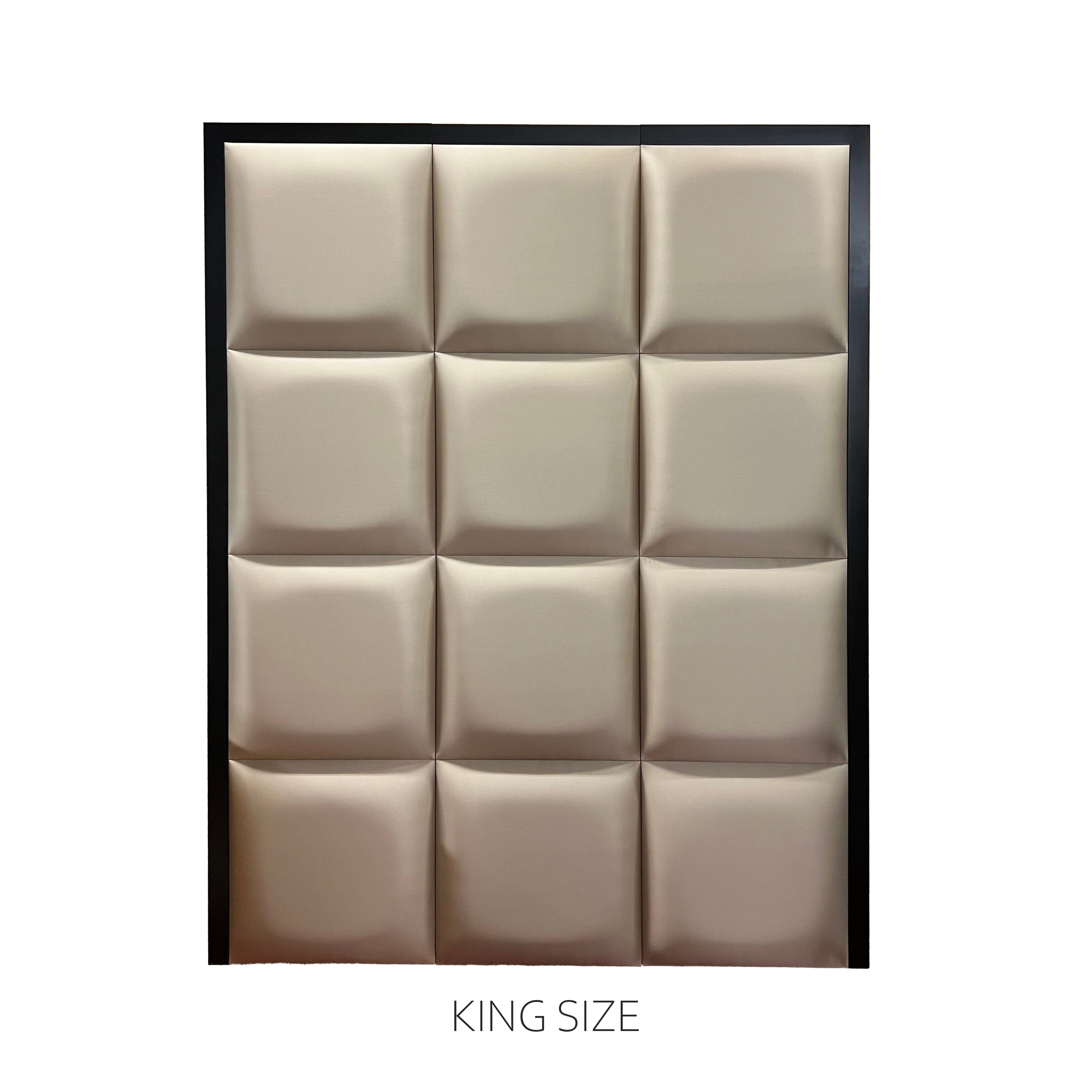 Dream Luxury Hazel Satin Squares Headboard with Black Wooden Frame Beds and Headboards King