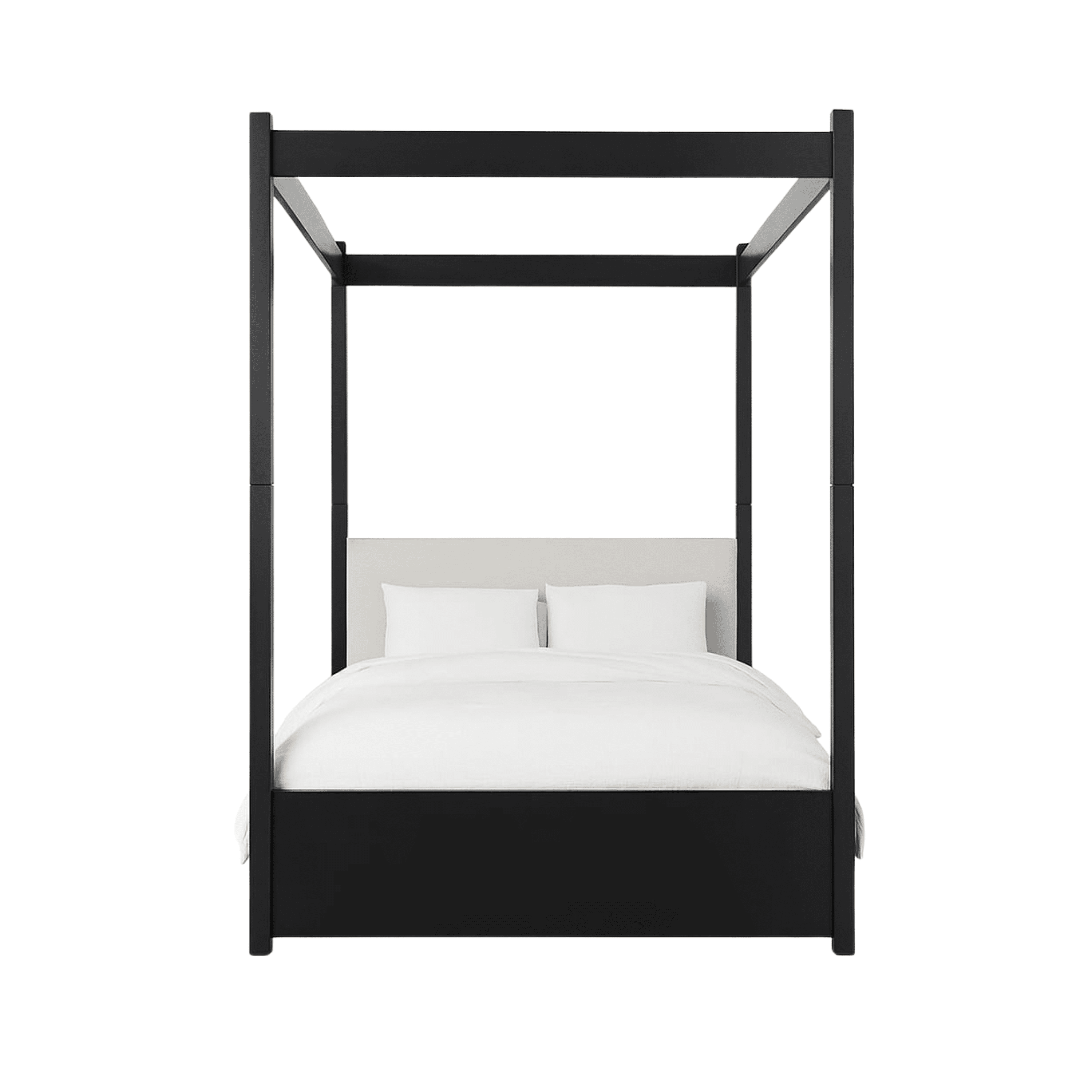 Eden Black 4 Poster Wooden Bed with Cream Velvet Headboard Beds and Headboards