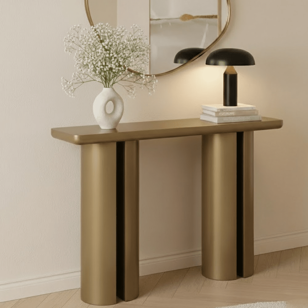 Efina Gold Finish Statement Console Table Furniture