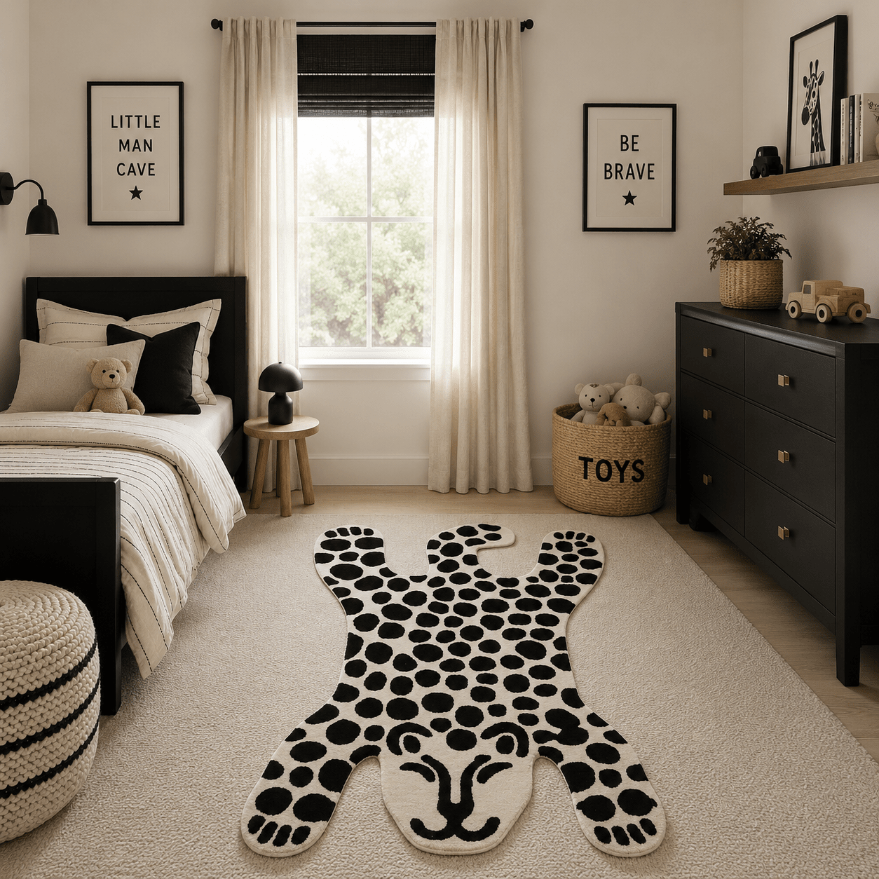 Eldon Monochrome Decorative Leopard Rug Textiles