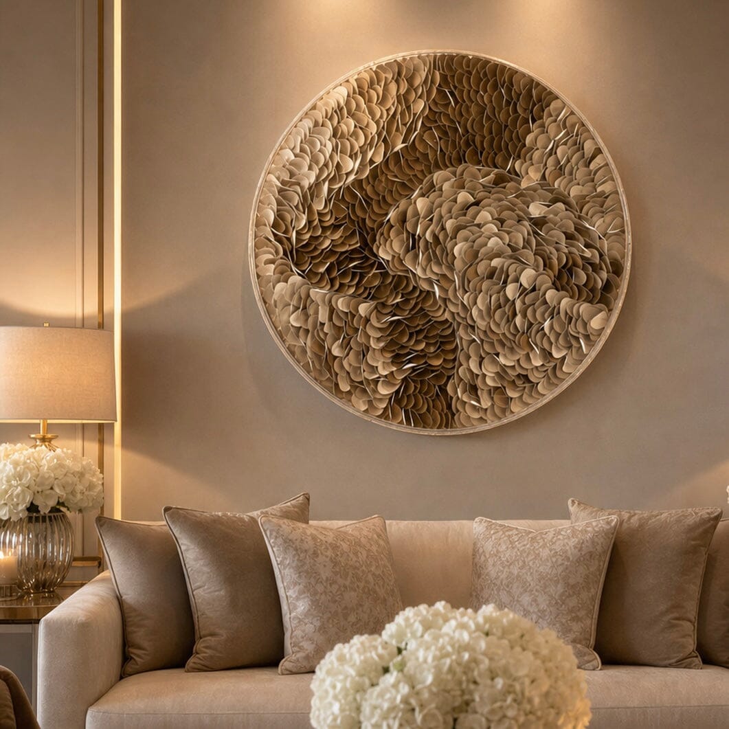 Eleanor Brown & Cream Textured Round Wall Art Accessories