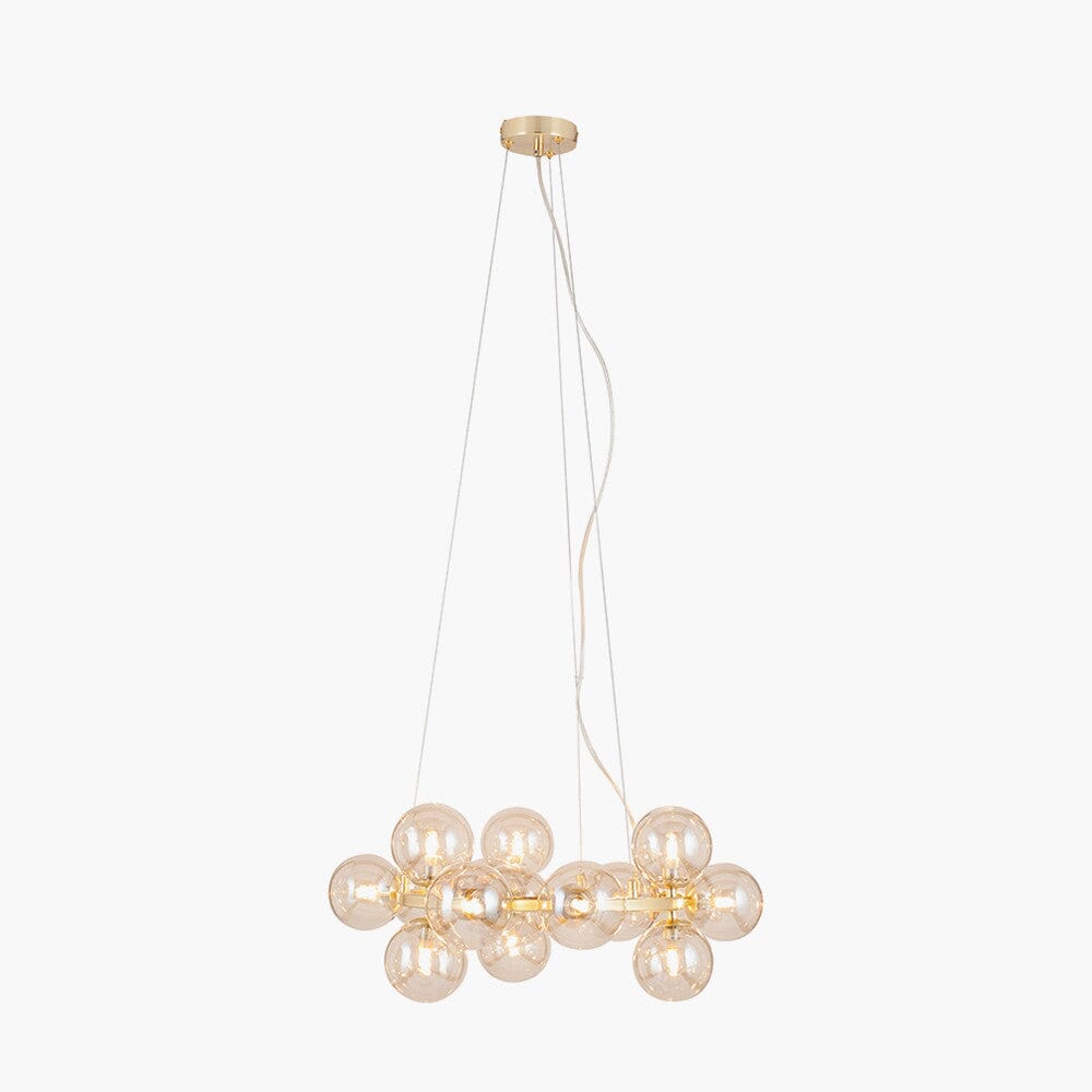 Elegance Gold & Glass Circular Pendant Ceiling Light Lighting