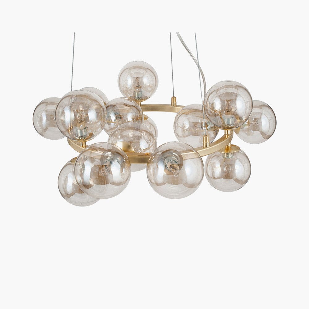 Elegance Gold & Glass Circular Pendant Ceiling Light Lighting