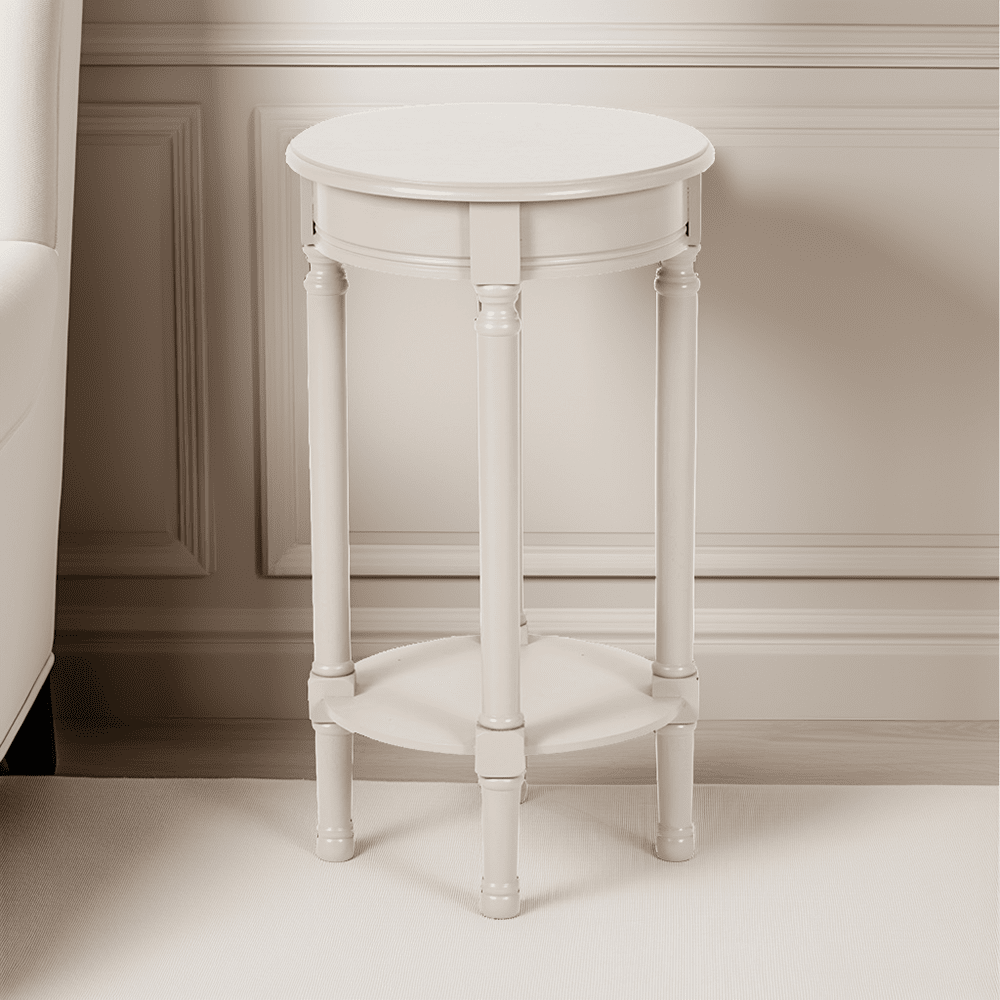 Elizabeth Cream Round Pine Side Table Furniture