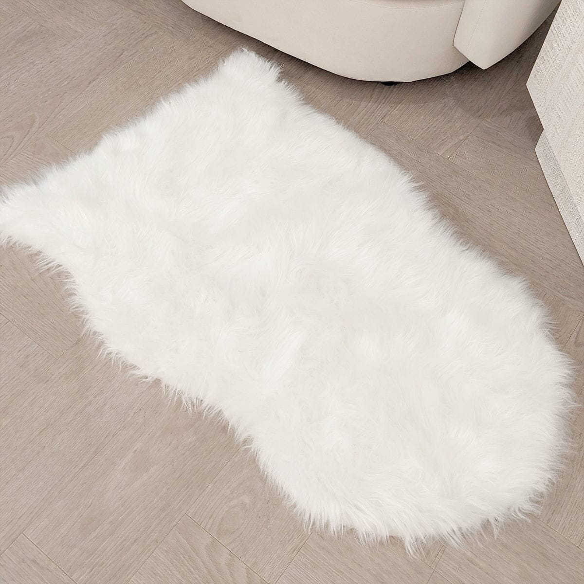 Elle Small Faux Fur White Hide Rug - 60x90cm Textiles