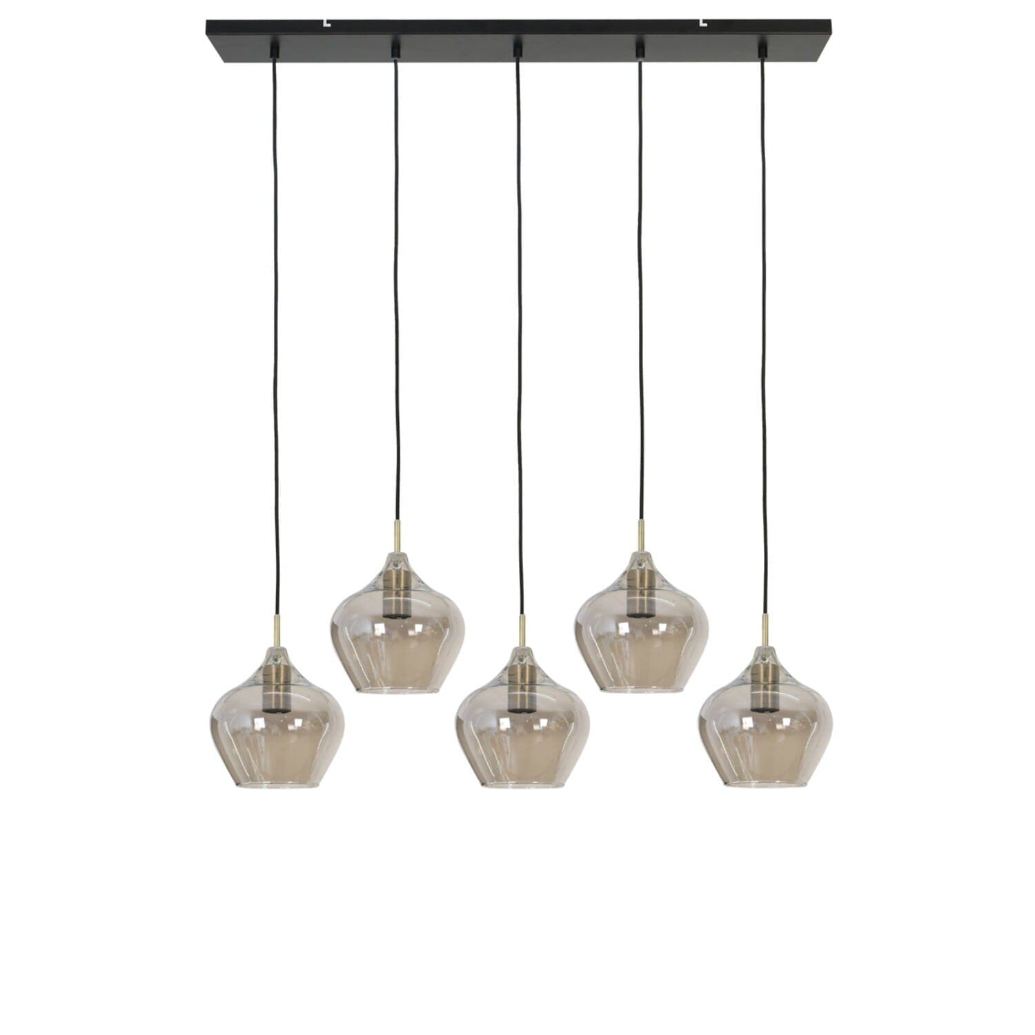 Ellen Black Smoked Glass 5 Light Pendant Ceiling Light Lighting