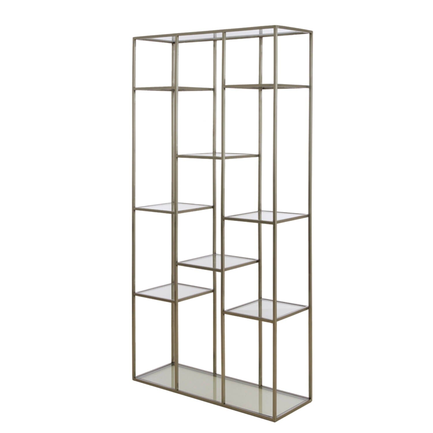 Ellia Brass & Glass Tall Open Display Shelf Furniture
